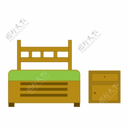 木质单人床床头柜