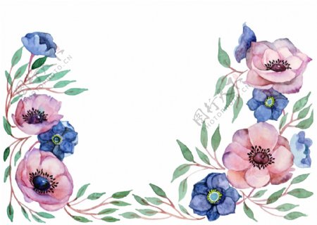 水彩植物花朵底纹插画