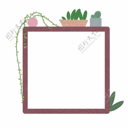 植物盆栽边框插画
