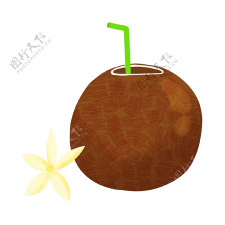 手绘夏季水果椰子度假元素免抠png装饰