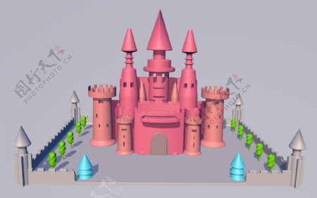 C4D卡通城堡