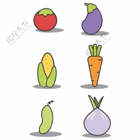 彩色手绘卡通蔬菜