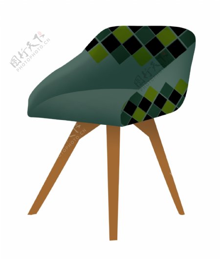 墨绿色的家具椅子插画