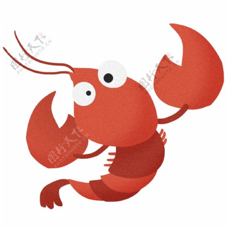 红色的拟人龙虾插画