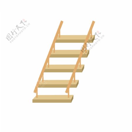 一节木板楼梯插画