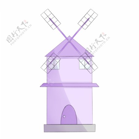 紫色大气风车屋插图
