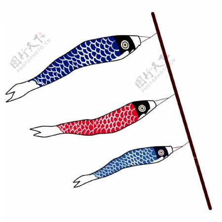 日本鱼形灯笼插画
