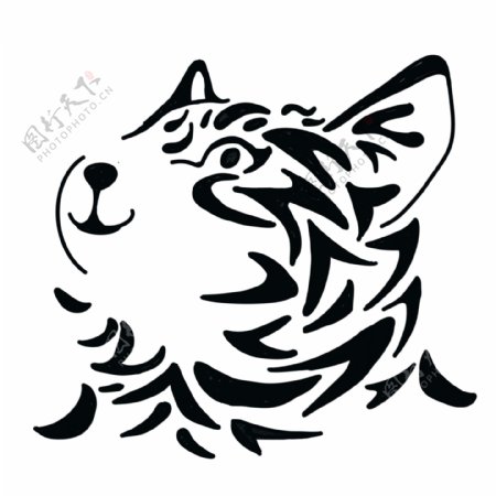 猫咪纹身装饰插画