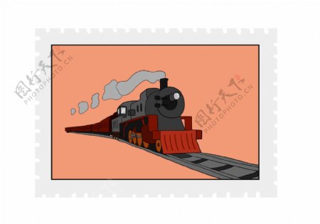 时尚火车邮票贴纸