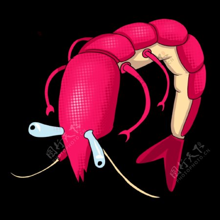卡通海鲜龙虾插画