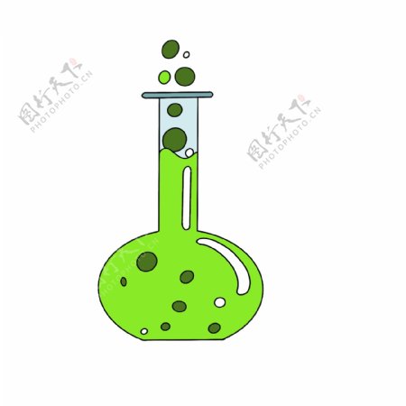 绿色液体细口瓶插画