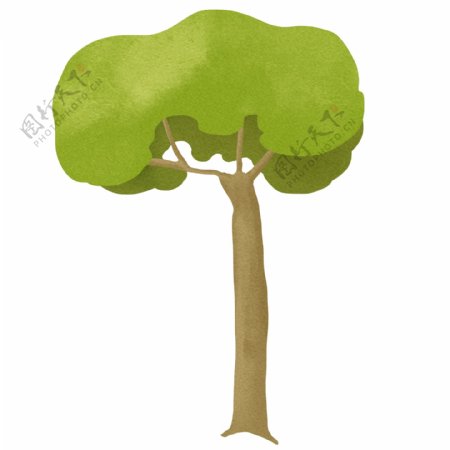 卡通绿色大树插画