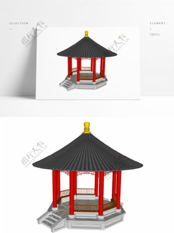 古典中式攒尖亭SU模型