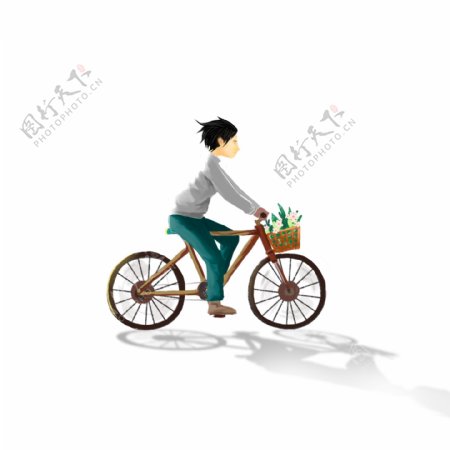 手绘一个骑自行车的男孩