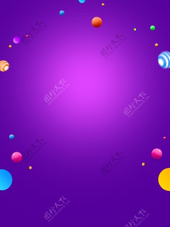 紫色渐变彩球通用背景素材