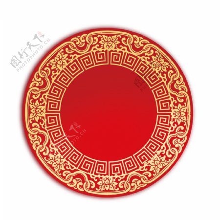 红色圆弧传统喜庆图案元素