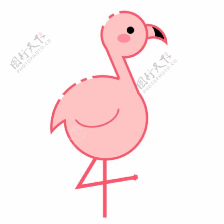 粉色线条丹顶鹤插画