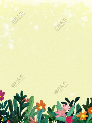 清新夏季花丛背景设计