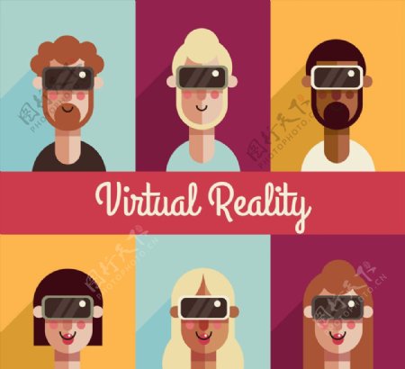 创意戴VR头显的人物头像
