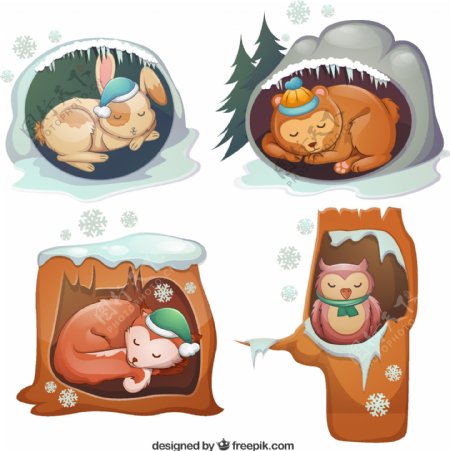 4款卡通冬眠动物