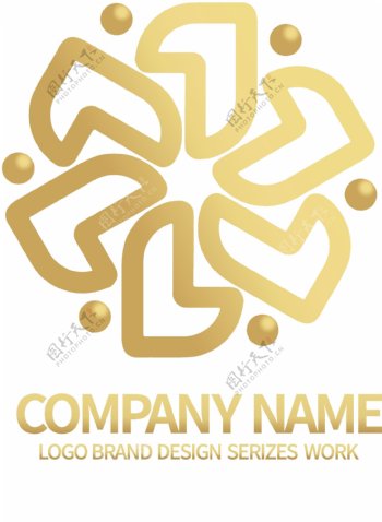 简约金色心形L字母公司LOGO标志设计
