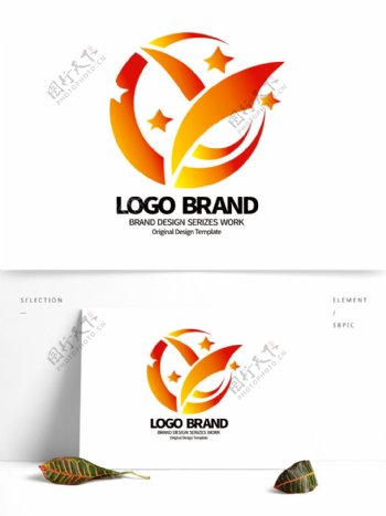 简约红黄星形Y字母科技公司LOGO标志