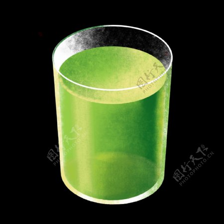 透视玻璃杯绿茶素材