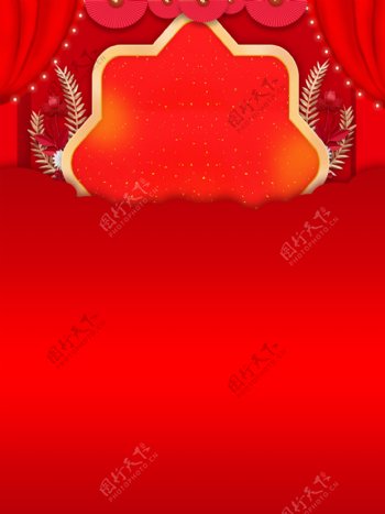 喜庆红色年货节背景设计