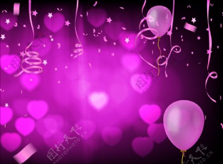 紫色气球浪漫背景