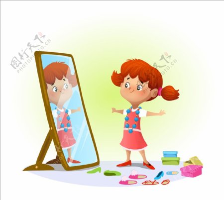 女孩照镜子