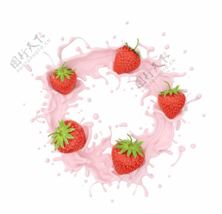 彩色草莓水果插画背景