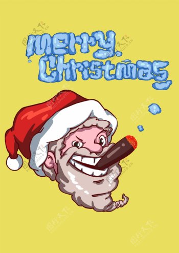 抽雪茄的圣诞老人头像