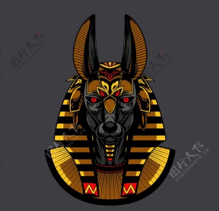 埃及神话阿努比斯神创意插画设计