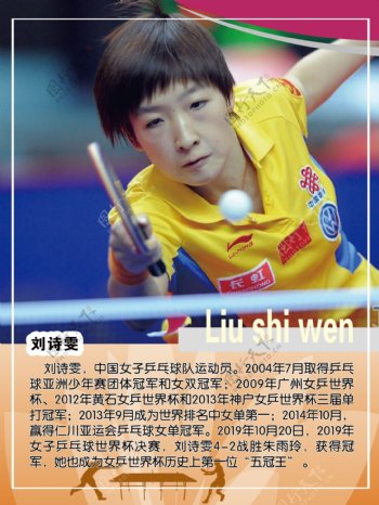 刘诗雯乒乓球海报