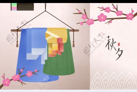 中秋节插画海报背景新中式古典