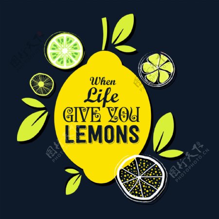 柠檬英文海报水果