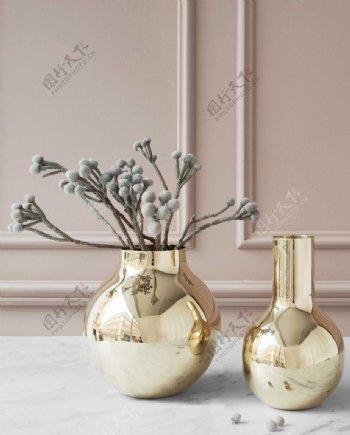 轻奢铜制不锈钢花瓶摆件