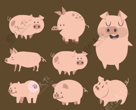矢量卡通猪猪抽象猪