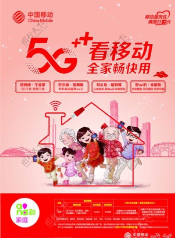 中国移动5G看移动新年海报单页