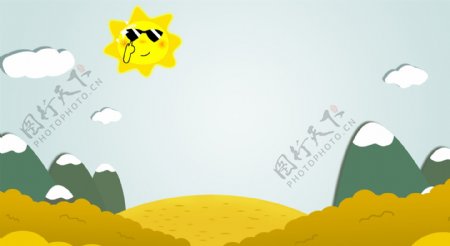六一儿童节简约太阳插画卡通背景