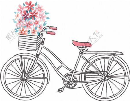 鲜花自行车爱情单车矢量素材