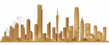 金色金属3D城市建筑地产