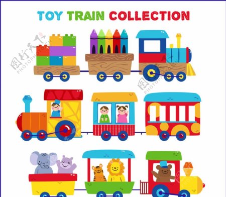 可爱玩具火车矢量素材
