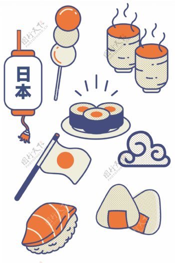 卡通日式美食元素