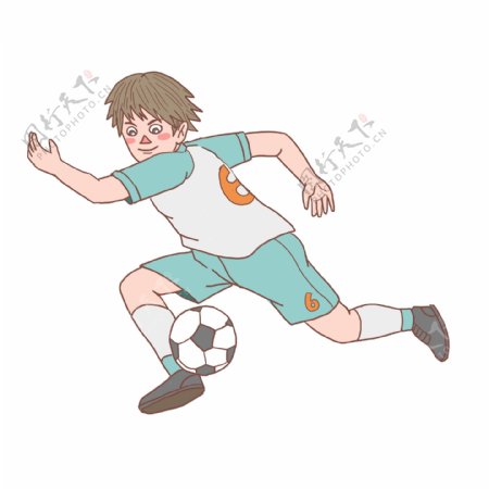 足球人物少年手绘