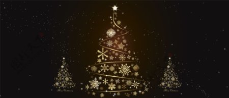 金色圣诞树节日背景海报素材