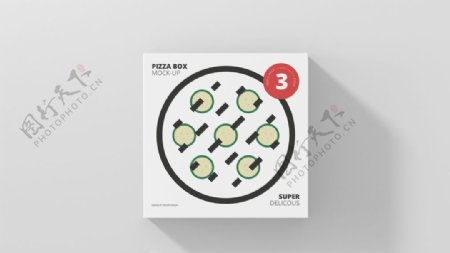 披萨纸盒包装效果图智能贴图样机