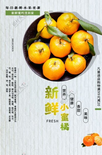 新鲜小蜜橘水果促销宣传展板