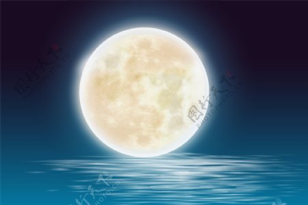 海面月亮节日合成海报素材