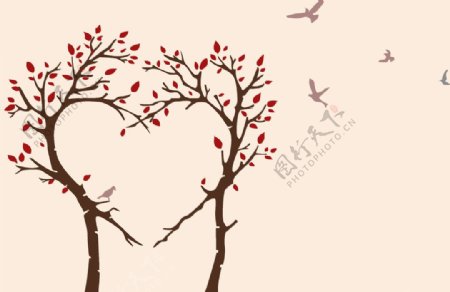 爱情树心形树玫瑰